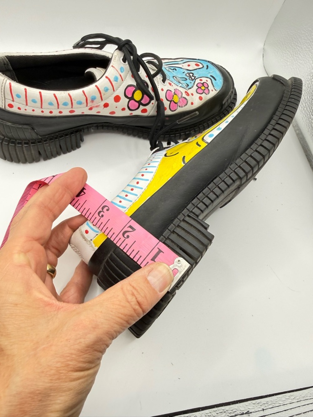 Camper Pix Formal Custom Graffiti Shoes Size EU 37/ US Women’s 7 Painted Aliens - Picture 4 of 11